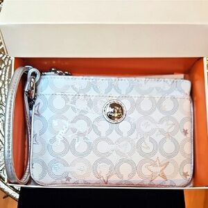 Vintage RARE Coach SILVER STARS Y2K Wristlet Clutch in Original Box NWOT
